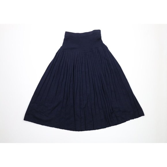 Vintage 90s Christian Dior Womens Medium Merino Wool Knit Pleated Maxi Skirt